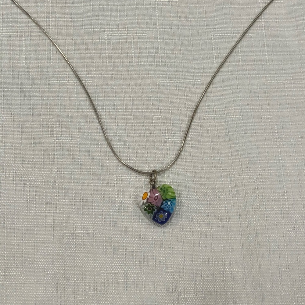 Italian Murano Glass Heart Pendant Necklace
